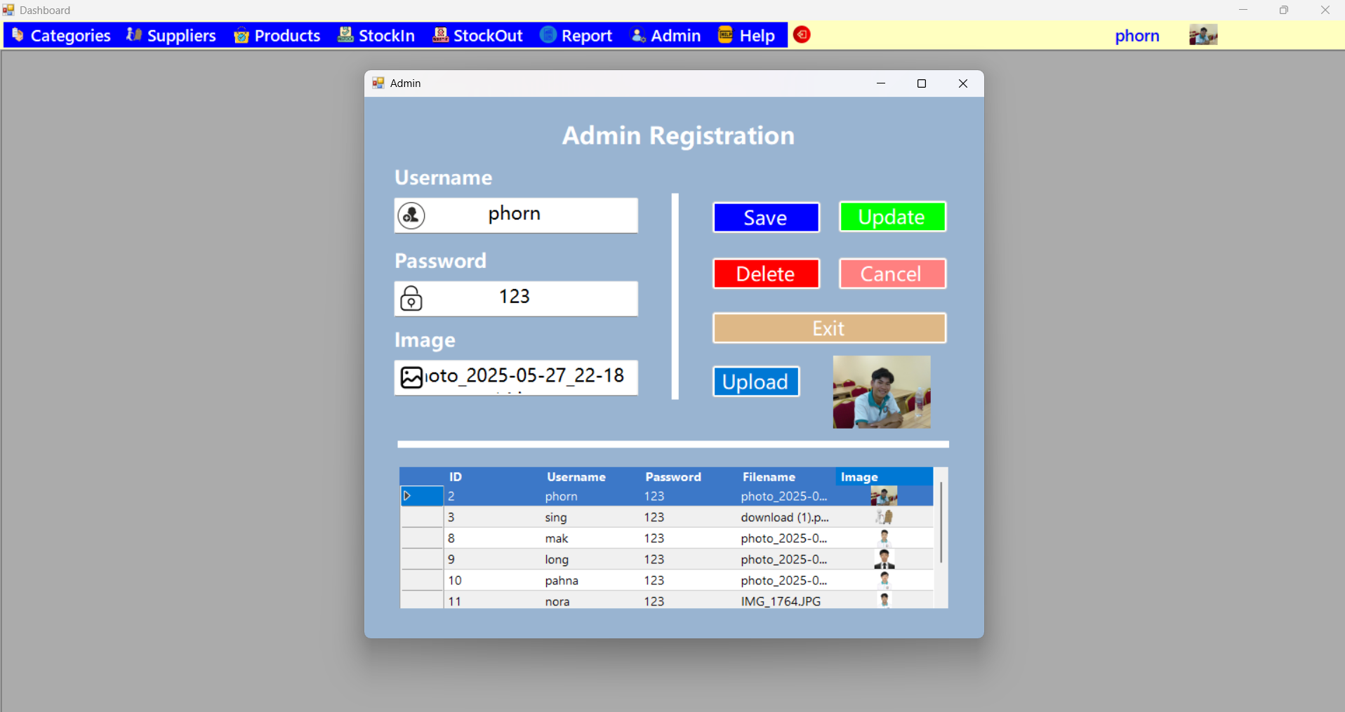 Stock management frontend